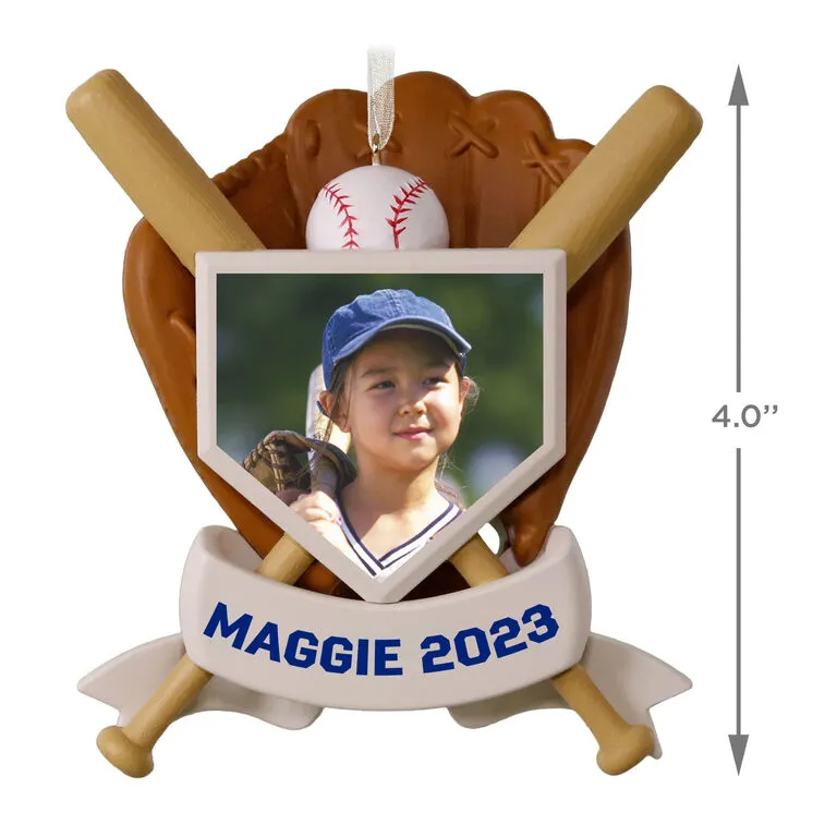 Hallmark America's Pastime Personalized Baseball Photo Ornament - Image 3