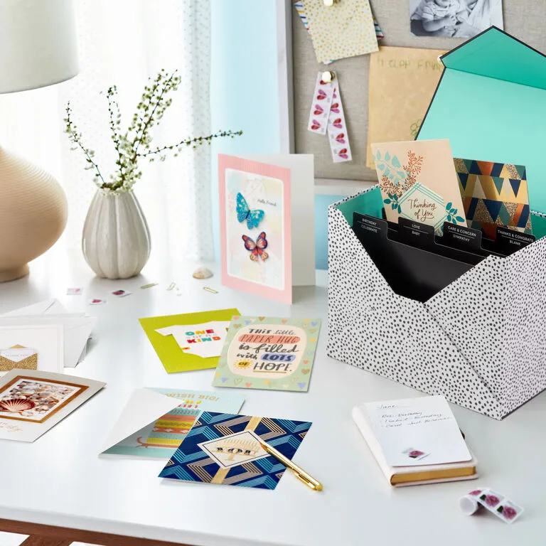 Hallmark Assorted All-Occasion Handmade Greeting Cards In Black Scattered Dot Organizer - Image 2
