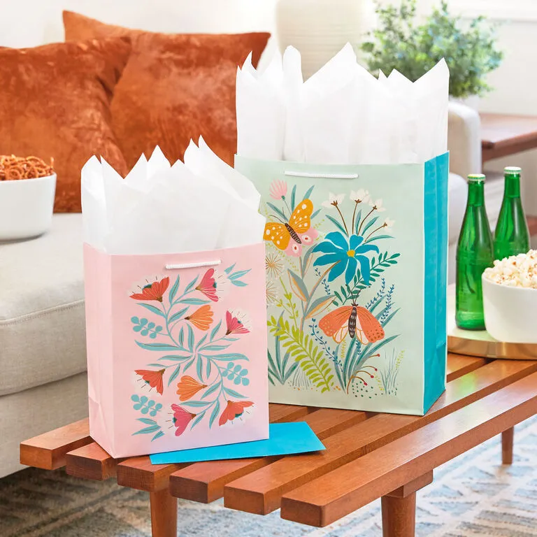 Hallmark Assorted Floral And Solid 8-Pack Medium And Large Gift Bags - Image 2