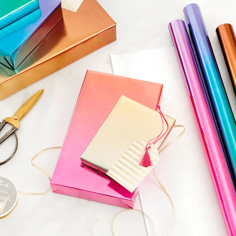 Hallmark Assorted Ombré Foil 3-Pack Wrapping Paper, 60 Sq. Ft Total - Image 3