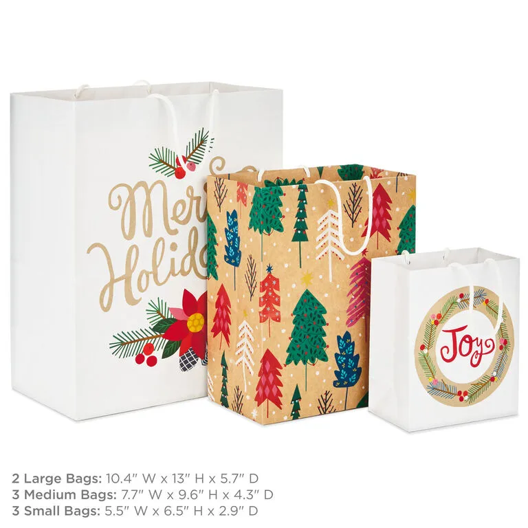 Hallmark Assorted Holiday Merry 8-Pack Small, Medium And Large Christmas Gift Bags - Image 3