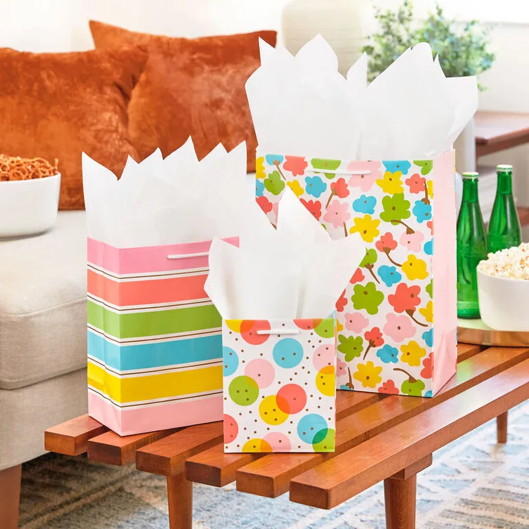 Hallmark Assorted Pastel Designs 8-Pack Small, Medium And Large Gift Bags - Image 2