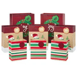 Hallmark Assorted Rustic Designs 8-Pack Small, Medium And Large Christmas Gift Bags