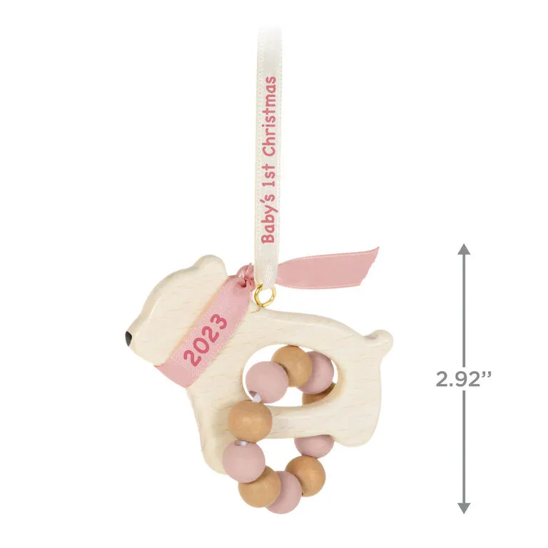 Hallmark Baby Girl's First Christmas Bear 2023 Ornament - Image 3