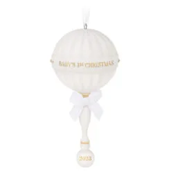 Hallmark Baby's First Christmas Rattle 2023 Porcelain Ornament