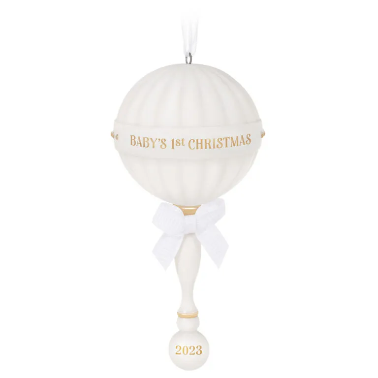 Hallmark Baby's First Christmas Rattle 2023 Porcelain Ornament