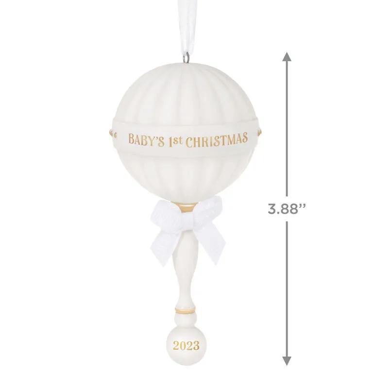 Hallmark Baby's First Christmas Rattle 2023 Porcelain Ornament - Image 3