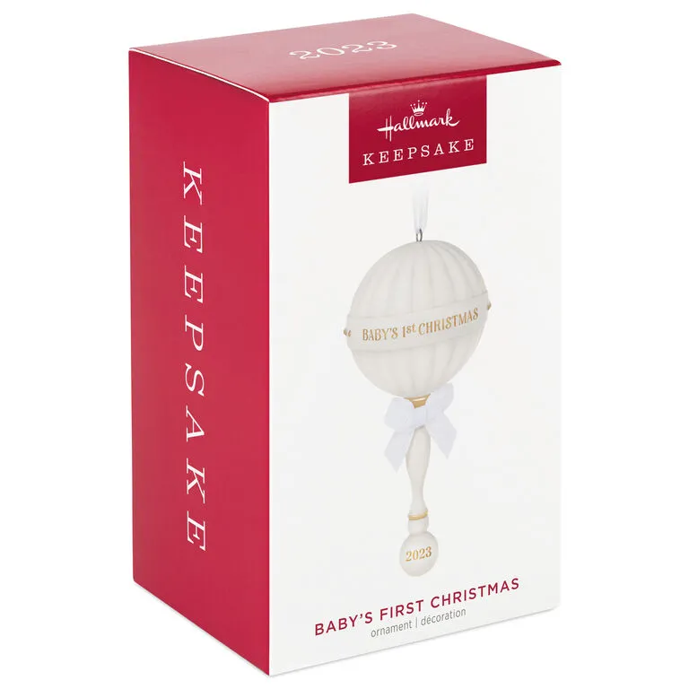 Hallmark Baby's First Christmas Rattle 2023 Porcelain Ornament - Image 4