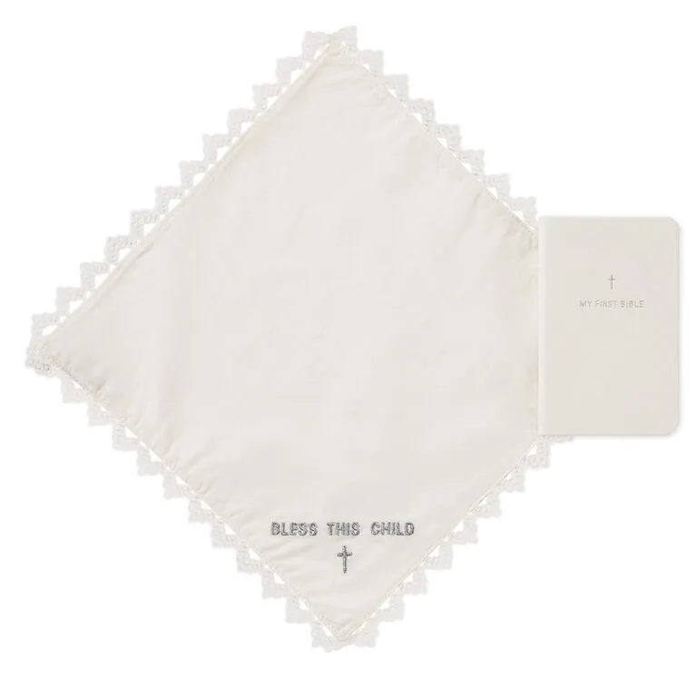 Hallmark Commemorative Handkerchief And First Bible Set