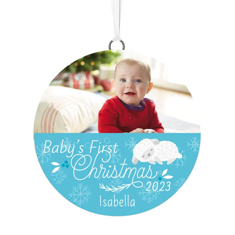 Hallmark Baby's First Christmas Personalized Text And Horizontal Photo Ceramic Ornament
