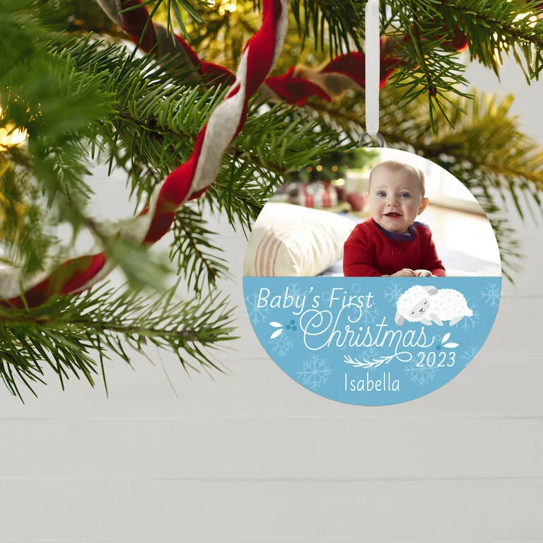 Hallmark Baby's First Christmas Personalized Text And Horizontal Photo Ceramic Ornament - Image 2