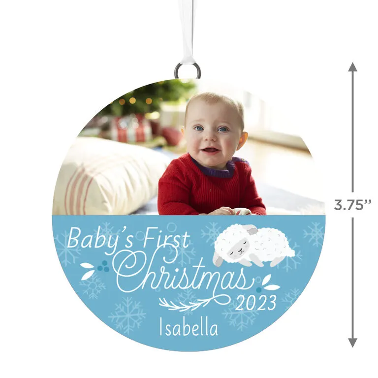 Hallmark Baby's First Christmas Personalized Text And Horizontal Photo Ceramic Ornament - Image 3
