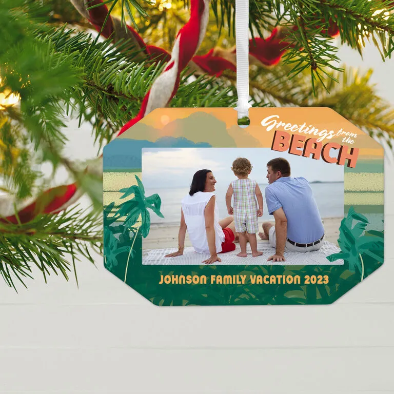 Hallmark Beach Vacation Personalized Text And Photo Metal Ornament - Image 2