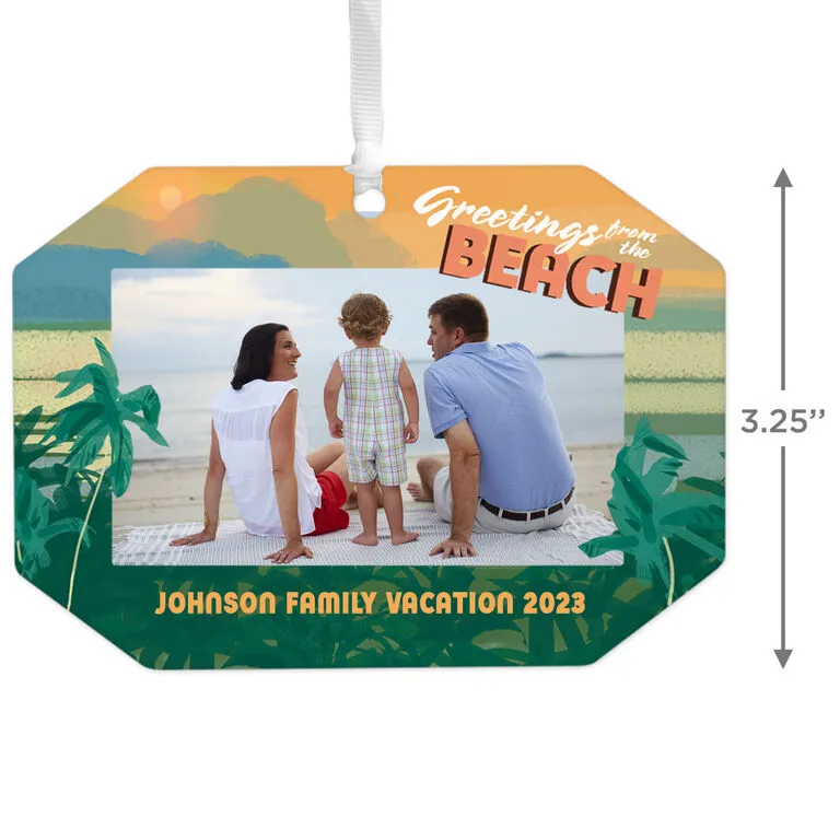 Hallmark Beach Vacation Personalized Text And Photo Metal Ornament - Image 3