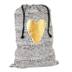Hallmark 28" Black Dots With Heart Fabric Gift Bag With Tag