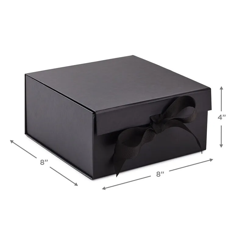 Hallmark 8" Square Black Gift Boxes With Paper Shred, 2-Pack - Image 2