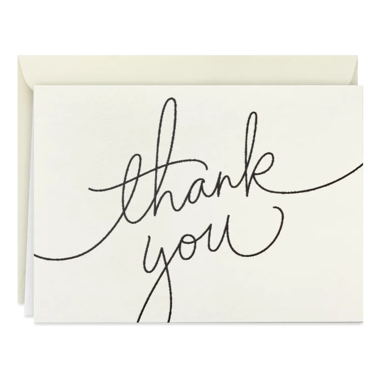 Hallmark Black Script Bulk Boxed Blank Thank-You Notes, Pack Of 40