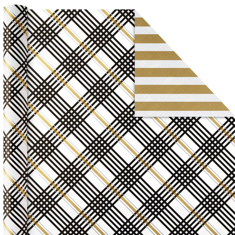 Hallmark Black And Gold 4-Pack Reversible Holiday Wrapping Paper Assortment, 150 Sq. Ft. - Image 4
