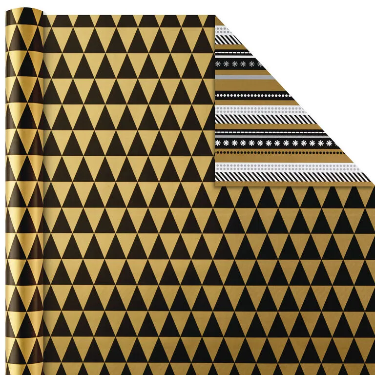Hallmark Black And Gold 4-Pack Reversible Holiday Wrapping Paper Assortment, 150 Sq. Ft. - Image 5