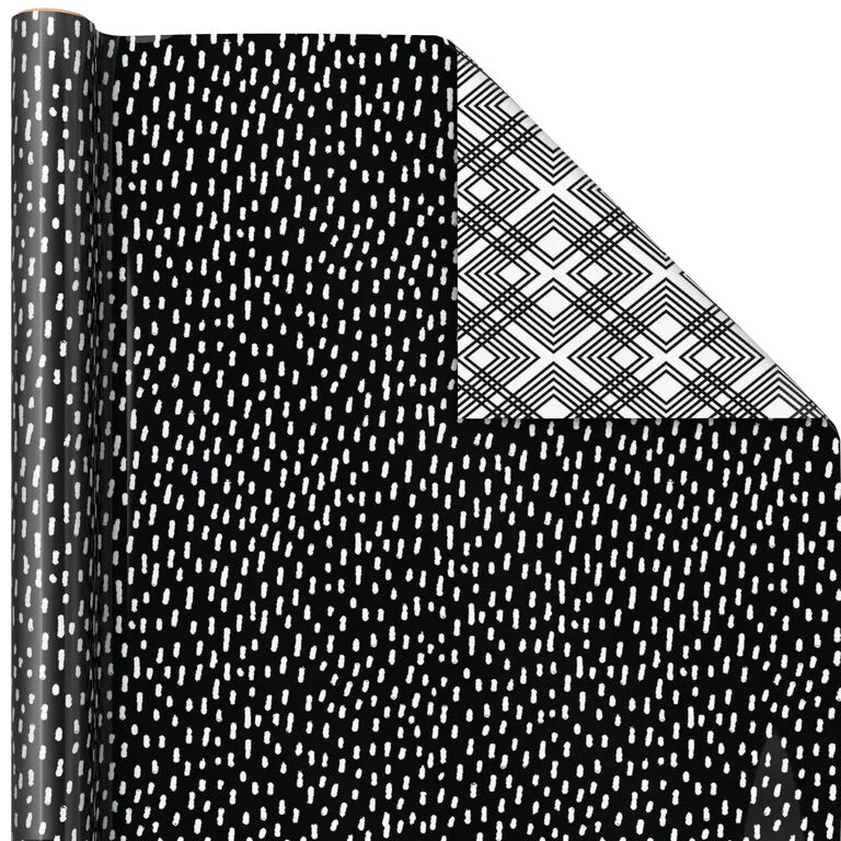 Hallmark Black And White Prints 3-Pack Reversible Wrapping Paper, 75 Sq. Ft. Total - Image 4