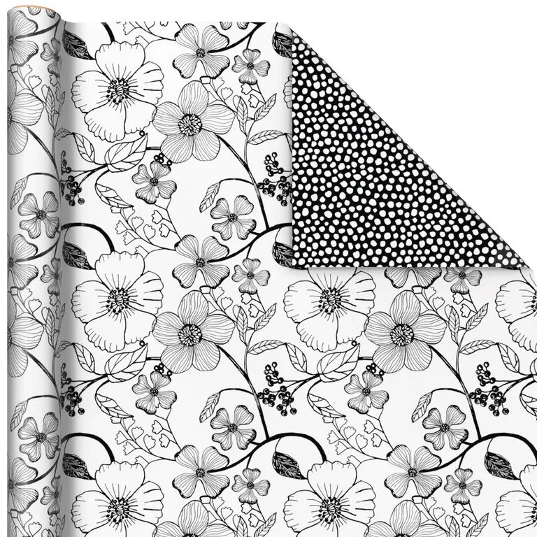 Hallmark Black And White Prints 3-Pack Reversible Wrapping Paper, 75 Sq. Ft. Total - Image 5