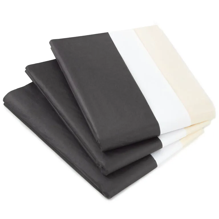 Hallmark Black/White/Cream 3-Pack Bulk Tissue Paper, 120 Sheets