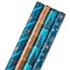 Hallmark Elegant Blues 4-Pack Blue And Gold Reversible Wrapping Paper, 150 Sq. Ft.