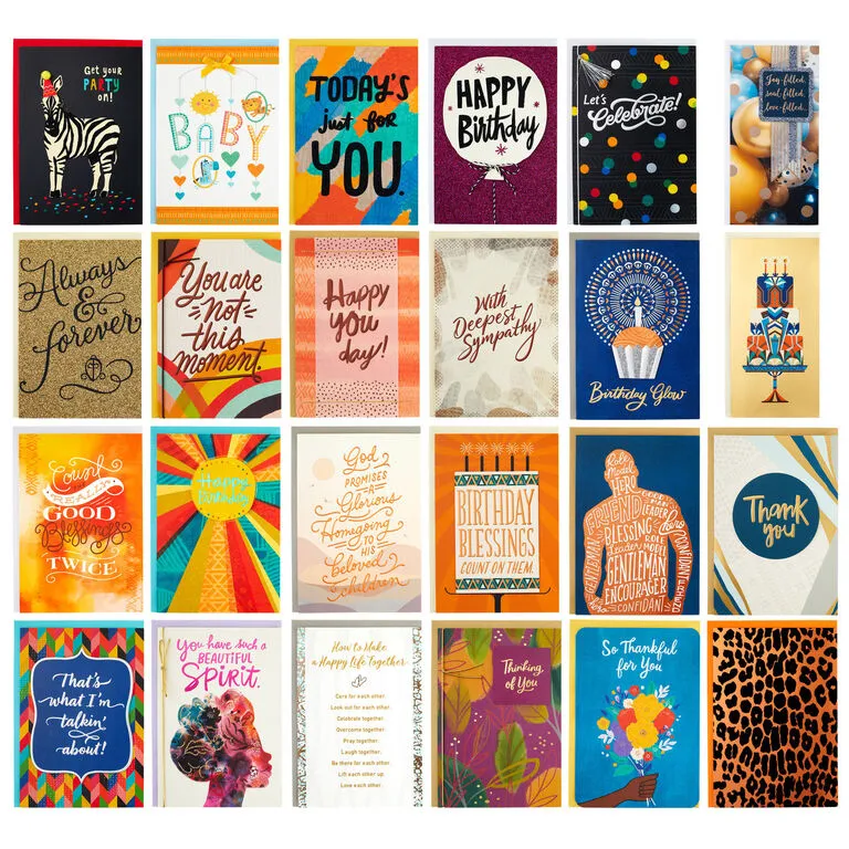 Hallmark Assorted Mahogany All-Occasion Greeting Cards In Green Watercolor Organizer, Box Of 24 - Image 2