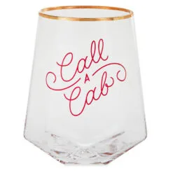 Hallmark Call A Cab Geometric Stemless Wine Glass, 19 Oz.