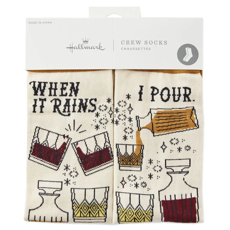 Hallmark When It Rains, I Pour Funny Crew Socks - Image 2