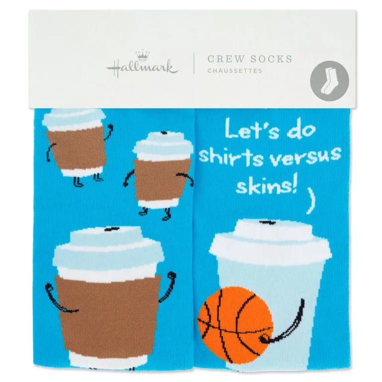 Hallmark Coffee Cups Playing Basketball Funny Crew Socks - Image 2