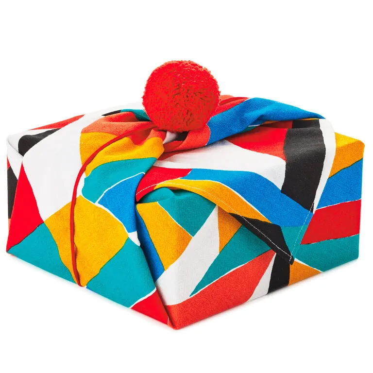 Hallmark 26" Colorful Abstract Fabric Gift Wrap With Elastic Band