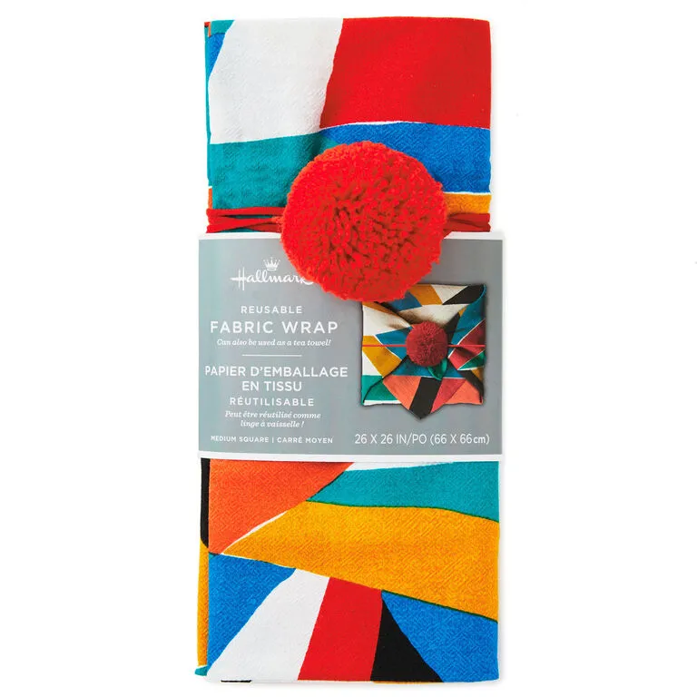 Hallmark 26" Colorful Abstract Fabric Gift Wrap With Elastic Band - Image 6