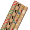Hallmark Colorful Christmas 4-Pack Kraft Wrapping Paper Assortment, 88 Sq. Ft.