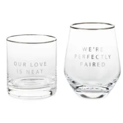Hallmark Lowball And Stemless Wine Glass, Set Of 2