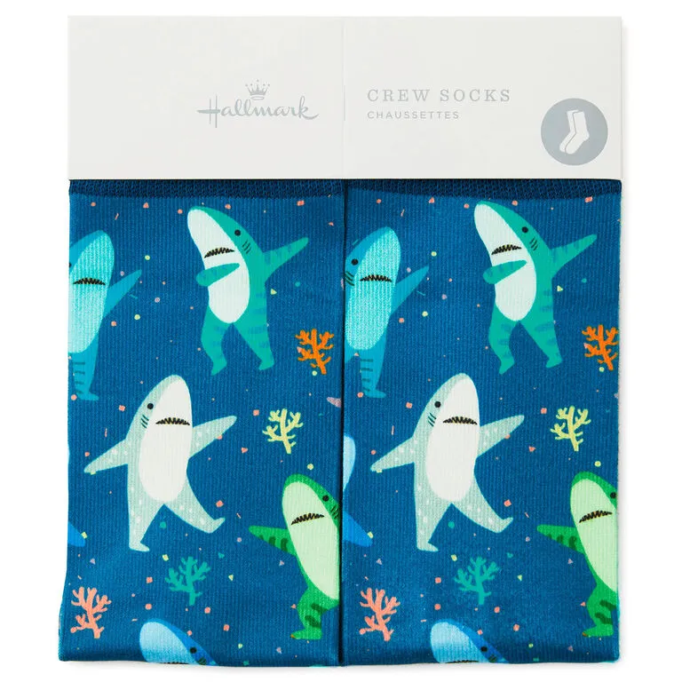 Hallmark Dancing Sharks Fun Crew Socks - Image 2