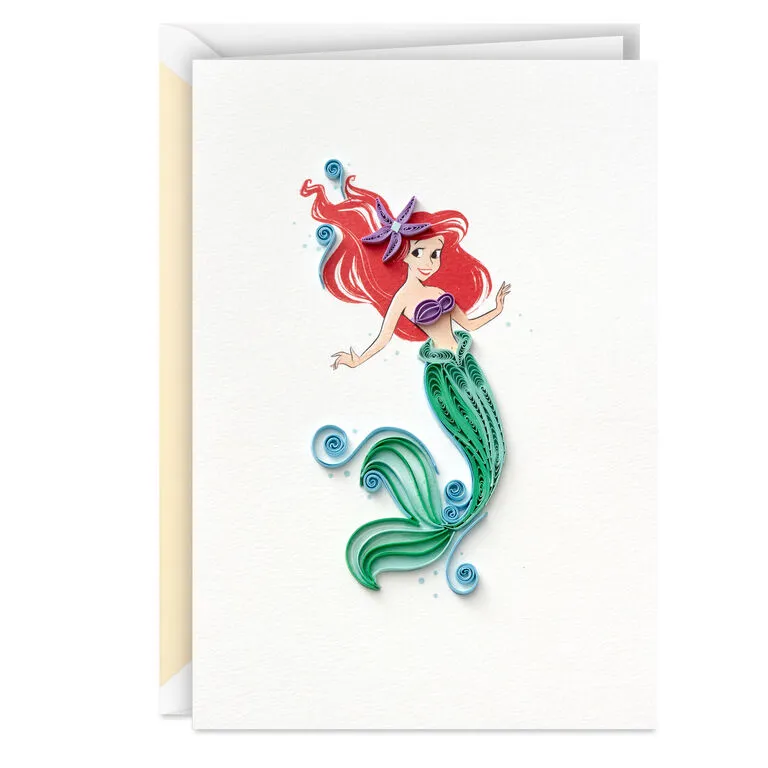 Hallmark Disney The Little Mermaid Ariel Happy Wish Quilled Paper Handmade Card