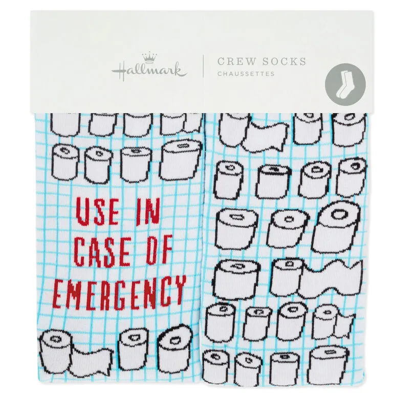 Hallmark Emergency Toilet Paper Funny Crew Socks - Image 2