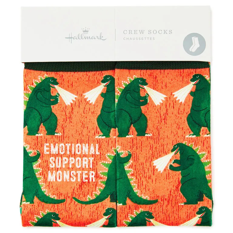 Hallmark Emotional Support Monster Funny Crew Socks - Image 2