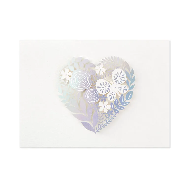 Hallmark Floral Laser Foil Heart Blank Note Cards, Box Of 8 - Image 2
