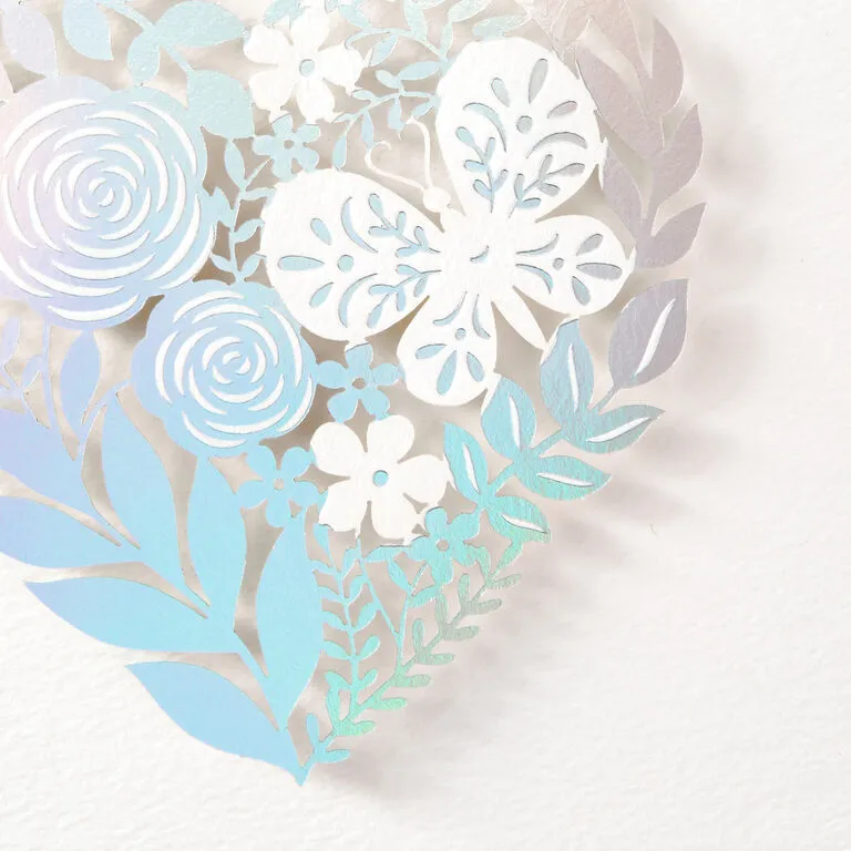 Hallmark Floral Laser Foil Heart Blank Note Cards, Box Of 8 - Image 3