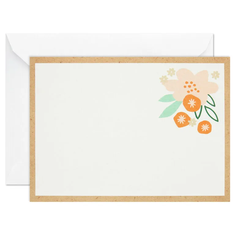 Hallmark Ivory Floral Flat Note Cards In Caddy, Box Of 40 - Image 4