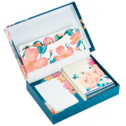 Hallmark Floral Stationery Set And Desk Organizer Box