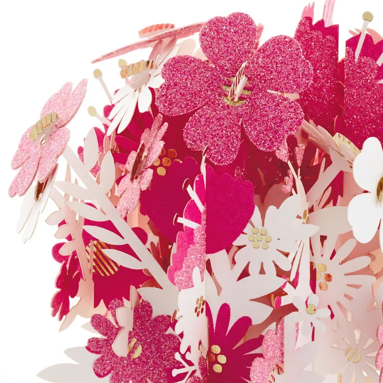 Hallmark Happy Thoughts Flower Bouquet 3D Pop-Up Thinking Of You Card - Image 2