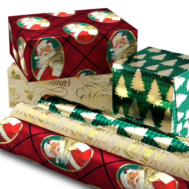 Hallmark Traditional 3-Pack Foil Christmas Wrapping Paper Assortment, 60 Sq. Ft. - Image 2