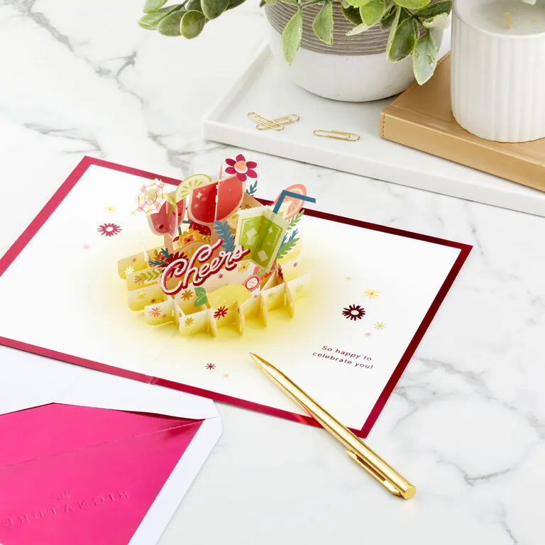 Hallmark Here's To You Cocktail Toast 3D Pop-Up Card - Image 8