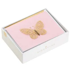 Hallmark Gold Butterfly On Pink Blank Note Cards, Box Of 8