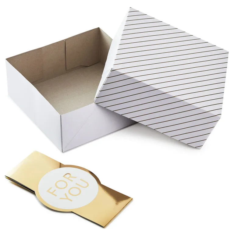 Hallmark 10" Gold And White Striped 2-Pack Gift Boxes With Bands - Image 3