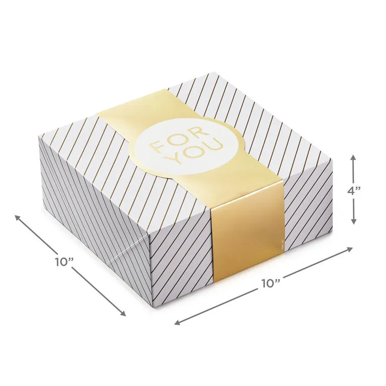 Hallmark 10" Gold And White Striped 2-Pack Gift Boxes With Bands - Image 4