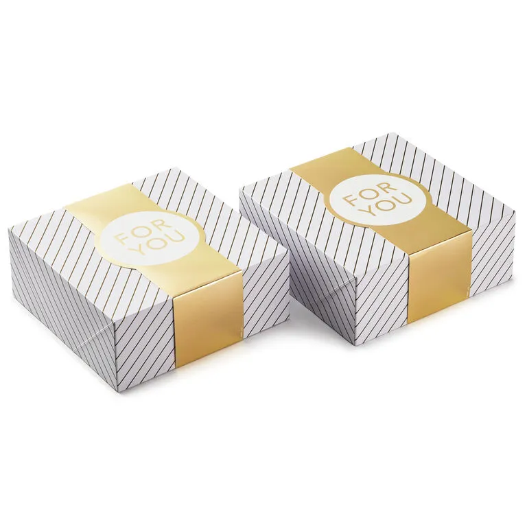 Hallmark 10" Gold And White Striped 2-Pack Gift Boxes With Bands - Image 6